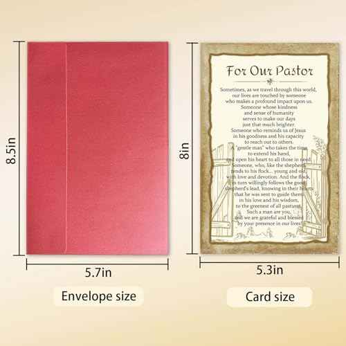 Poem Pastor Thank You Card, Ministry Appreciation Card for Priest Minister Church Staff, Religious Pastor Appreciation Gift for Baptism, First Communion, Confirmation