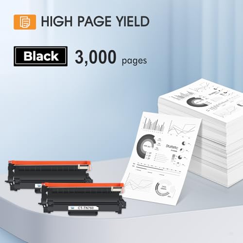 TN760 Toner for Brother Printer TN730: Compatible for Brother TN 760 730 MFC-L2710DW MFC-L2750DW TN-730/TN-760 TN-760 TN-730 HL-L2350DW DCP-L2550DW HL-L2395DW HL-L2370DW HL-L2390DW Black Cartridge
