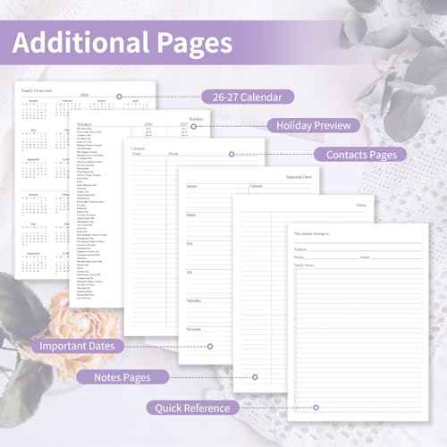 Planner 2026, Weekly and Monthly Planner with Tabs from Jan 2026 - Dec 2026, A5 Hardcover Academic Calendar with Date for School & Office Schedule, 5.8" x 8.3", Purple