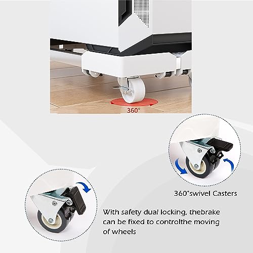 Mobile CPU Stand, Adjustable PC Tower Stand, Computer Tower Stand With 4 Locking Caster Wheels Fits Most PC(White)