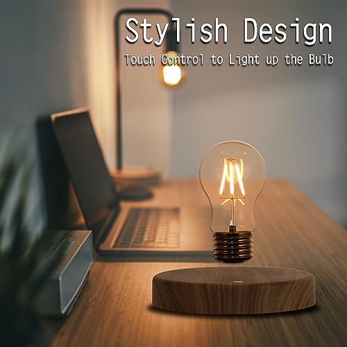 Levitating Floating Light Bulb, Magnetic Levitation Wireless Bulb Lamp, Gravity Lamps, Magnetic Levitating Decor& Display for Room and Office, Unique Tech Gift and Toy.