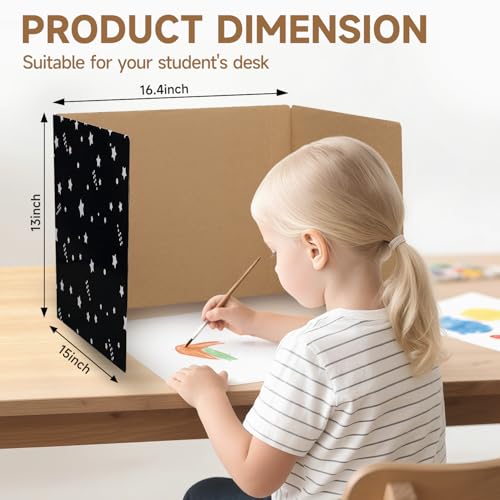 EARTHSON 22 Pack Desk Dividers for Students, Privacy Folder for Students, Cardboard Privacy Boards, Test Divider Classroom Study Carrel Teacher Supplies, Black