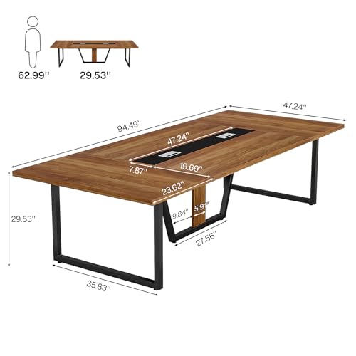 Tribesigns 8ft Conference Table - Light Red Maple, Seats 10, Business Style Office Furniture