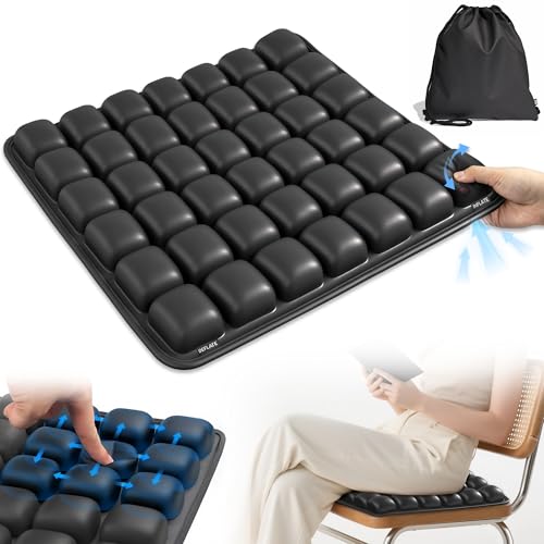 Airplane Seat Cushion with Built-in Pump - SGJHUI Black Square Travel Pad