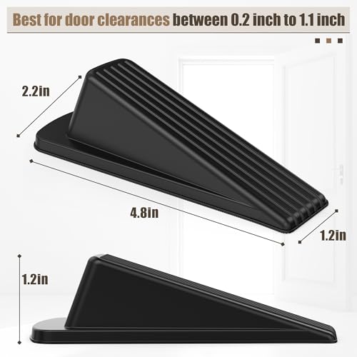 Crosize 5 Pack Rubber Door Stops Non-Slip for 0.2–1.1in Gaps, Black