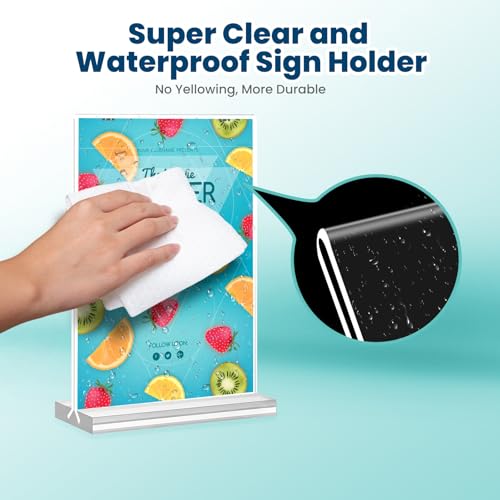 NICELINK 15 Pack Vertical 5x7 Acrylic Sign Holders Double Sided Table Menu Displays