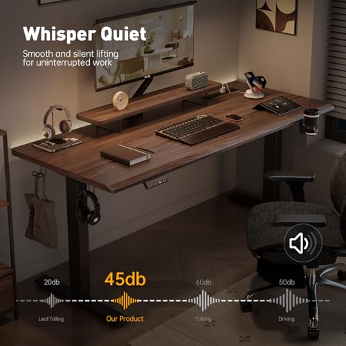 Standing Desk Frame, Electric Adjustable Legs with Memory Presets, Stand Up Desk Frame Workstation, with Cable Management Tray, 4pcs Headphone Hook, for Home Office