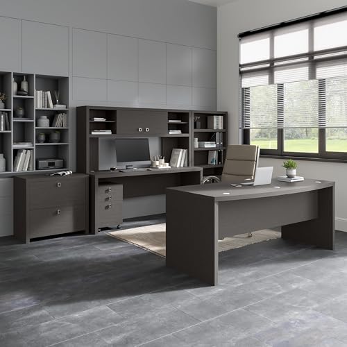 Bush Echo Desk Return/Bridge Charcoal Maple – 42W x 20D x 30H, for Echo Desks
