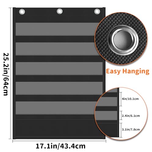 Yoink 5+1 Black Classroom Pocket Chart with Clear Pockets for Homeschool & Lessons