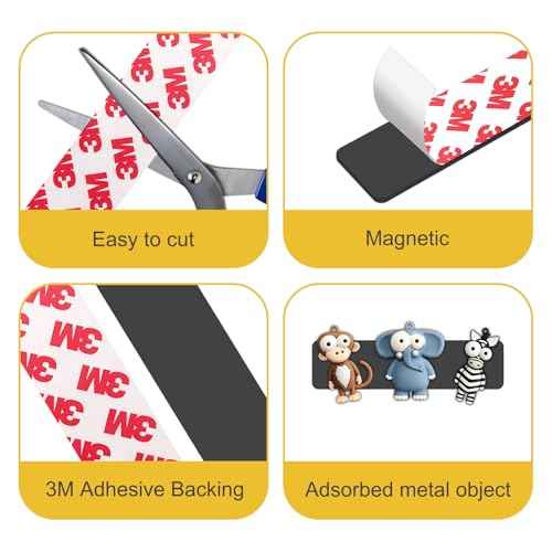 Magnetic Tape with 3M Strong Adhesive Backing,1x3" 12PCS,Flexible Self Adhesive Magnets,Magnetic Tape Flat Rubber Magnet Strip,Available for DIY Crafts,Art Projects,Photo and Picture etc