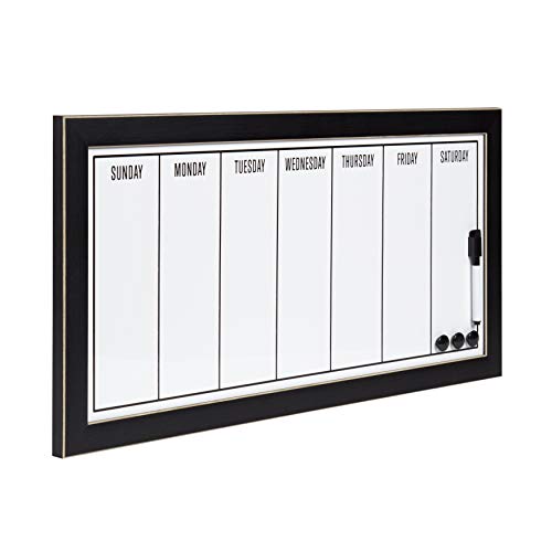 DesignOvation Wyeth Framed Magnetic Dry Erase Weekly Calendar, Black