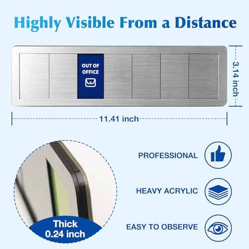 EliteSign 7-Status Office Door Sign with Sliding Brushed Silver Icon - Customizable Room Indicator