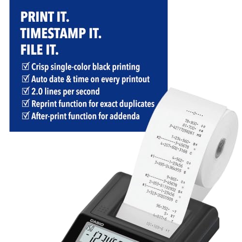 Casio HR-10RC Mini Desktop Printing Calculator - Black, Business & Office