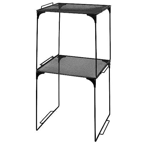 Locker Organizer Shelf Stackable Extra Locker Shelf for School Locker Organizer Storage Cabinet Accessories Suitable for School, Office, and Home use (2, Black)