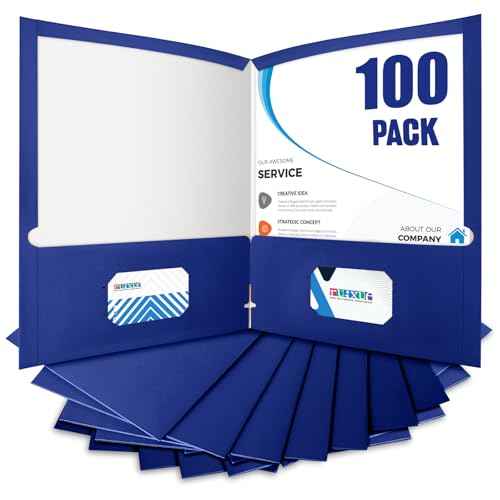 BIBRADAA¢ç 100 Packs Blue Folders,Paper Folder Surface with Waterproofing,Letter Size,Holds 100 Plus Sheets,for School,Office,Business. (100, Blue)