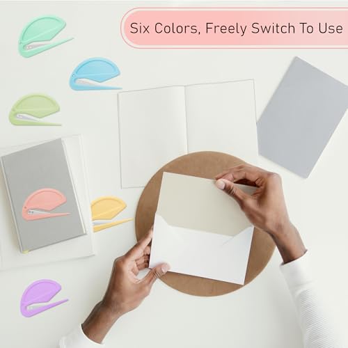 6 Pack Macaron Color Letter Openers with Concealed Blade - Office Supplies