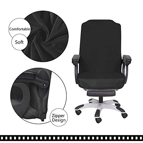SARAFLORA Large Black Office Chair Cover with Zipper, 1PCS / 1 Piece