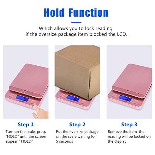 Fuzion Shipping Scale, Digital Postage Scale for Packages 86 lb/0.1oz with Hold and Tare, Postal Scale with Flip Holder, Package Scale for Small Business, Battery & AC Adapter, Rose Gold