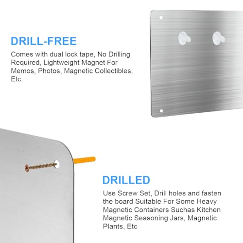 Magnetic Bulletin Board 12.5 x 8.6 Inches Wall Display Metal Sign with Mounting Hardware