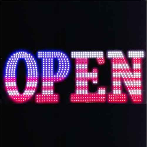 30'' x 10" Large Open Signs for Business, Super Bright LED Open Closed Sign with Hanging Installation, Light Up Sign for Bar Store Restaurant Office Hotel Salon USA Flag