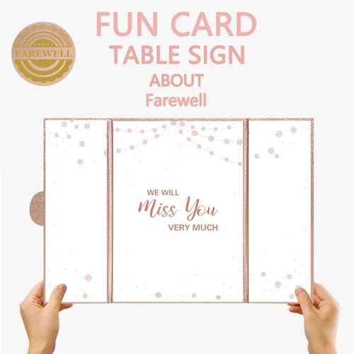 Holkcog Farewell Guest Book Alternative, Farewell Gifts for Coworkers Friends, Rose Gold We Will Miss You Signature Board, Happy Retirement Party Decorations, Going Away£¬Farewell Card for Women Men