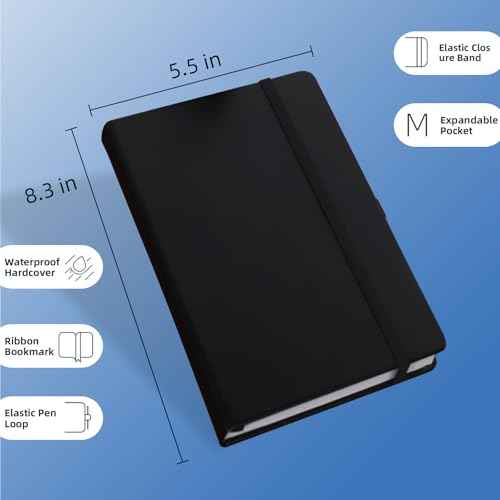 Black A5 Liend Journal Notebook, 7mm College Ruled Notepad, Journaling for Writing, Work, School, Travel and Note Taking, Hardcover 224 Pages (112 Sheets) 5.5 x 8.3 inches (8 Pack)
