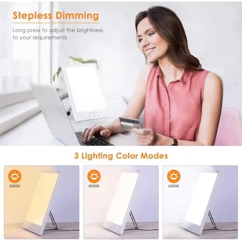 LED Lamp for Home & Office - 10000 Lux Light | Bright LED Daylight Lamp with Adjustable Timer & 3 Light Modes | Compact Desk Light for Work, Study & Relaxation