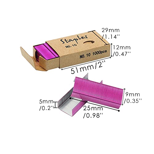 Rose Red No.10 Staples Mini Staple Refills 1000/Box, 2 Boxes/Pack, 2000 Count