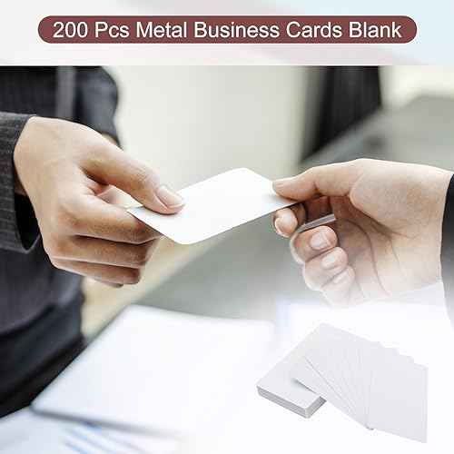 PATIKIL 200 Pack Sublimation Metal Business Cards Blank, 0.45mm Thick 3.4x2.1 Inch Aluminum Printable Name Card for Custom DIY Print, White
