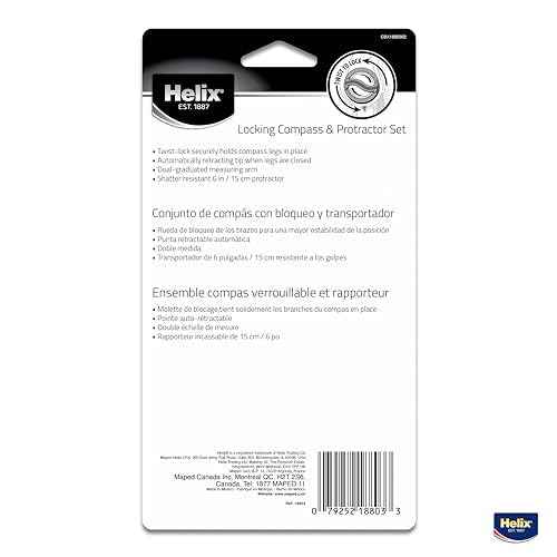 Helix - Plastic Locking Compass and Protractor - 2 Piece Set - Geometry, Drafting & Drawing