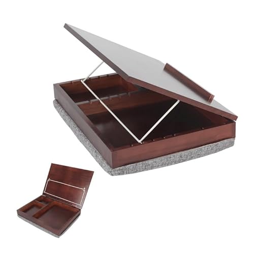 Wood Easel Lap Desk with Storage Schoolhouse Lap Desk with with Detachable Cushion Lap Tray with Cushion Laptop Table for Sofa Serving Tray Adjustable Laptop Stand for Bed for Home Office Schoolhouse