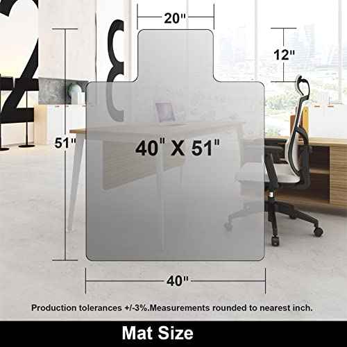 AiBOB Chair Mat for Low Pile Carpet Floors, Flat Without Curling, 40 X 51 in, Office Carpeted Floor Mats for Computer Chairs Desk