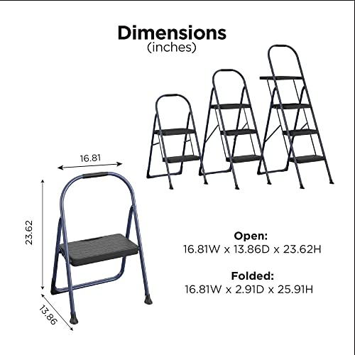 CoscoProducts COSCO 11248NVY1E 1 Folding Big Step Stool, 225 lb. Weight Capacity, ANSI Type II