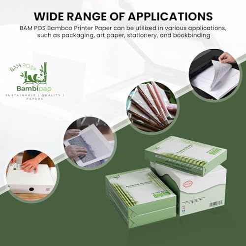BAM POS Bamboo Printer Paper - 8 1/2¡± x 11¡±- 20LB Multipurpose White Paper - Made from Bamboo Fiber, Renewable Resources, Zero Trees Used - 3 reams (1500 Sheets)