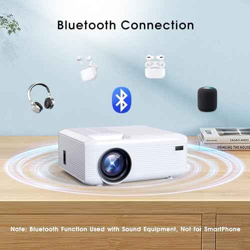 Mini Projector | 4K Support 200" Giant Screen | 500 ANSI Lumens, Bluetooth 5.2 | Portable Outdoor Movie Projector Compatible with TV Stick/Phone/HDMI/PC | Built-in HiFi Speaker | indoor & outdoor use