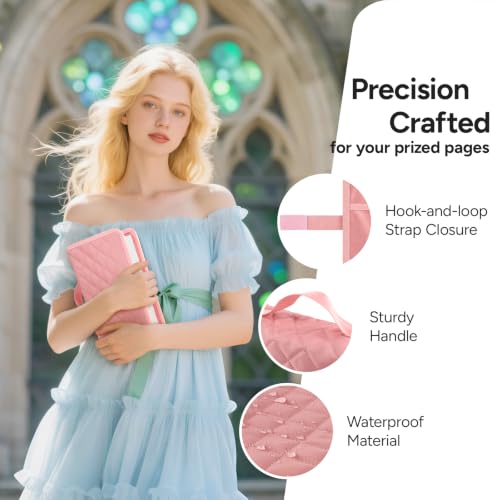 Pink Adjustable Bible Cover with 75 Tabs for Women - Waterproof & Durable