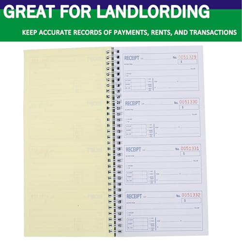 Gimehome 200 Sets Money Receipt Book, 2-Part Carbonless, Spiral Bound