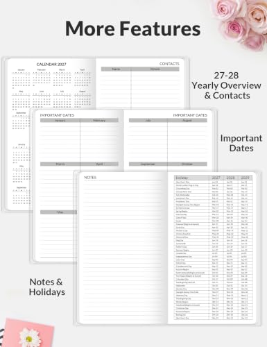 SUNEE 2-Year Pocket Calendar Planner November 2026 - December 2028, Small Floral Organizer for Travel & Daily Use