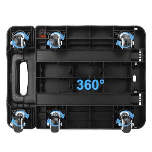 Folding Hand Truck with 6 Wheel, 300 lbs Foldable Dolly Cart with 2 Lashing Straps, Versatile, Foldable & Easily Portable Luggage Cart and Utility Cart for Moving, Shopping