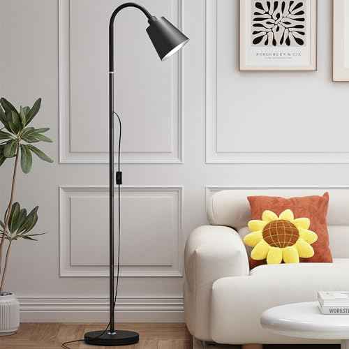 Floor Lamp,High Brightness with 3 Colors,Multi-Purpose Standing Lamps with Height and Lighting Angle Adjustable for Living Room,Bed Room,Office(Black)