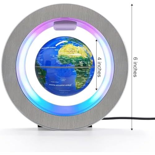Flagest Magnetic Levitation Floating Globe - Levitating O Shape Globe with LED Lights for Education Home Office Desk Decor - Birthday Holiday Party Gift (4Inches£©
