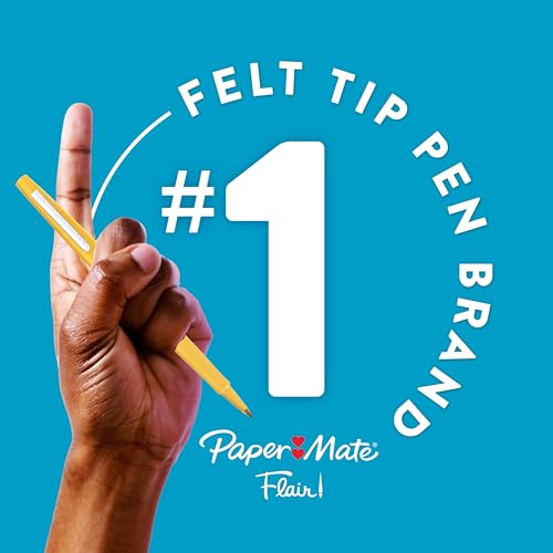 Paper Mate Flair Felt Tip Pens - 12 Count, Medium Point (0.7mm), Bright Colors for Arts & Crafts, Note-Taking & Journaling