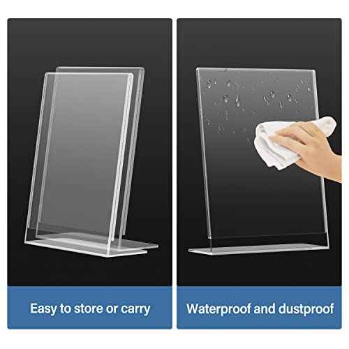 Relx Acrylic Sign Holder 8.5 x 11, Slant Back Acrylic Display Stand, Clear Frames Plastic Sign Holder for Store, Restaurant (12 Pack)