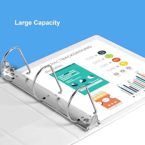 ViVin Durable 5 inch D Ring View Binder, Large 5" Slant-D Ring with 950-Sheet Capacity, Fit 8.5" x 11" Paper, 2 Pack(White)