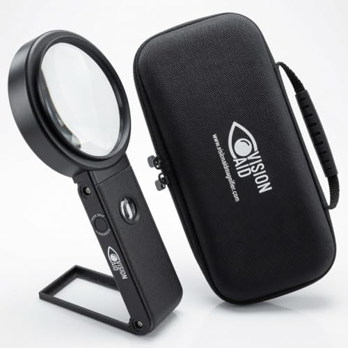 Vision Aid Deluxe USB Rechargeable Hands-Free Magnifying Glass with Stand and LED Light