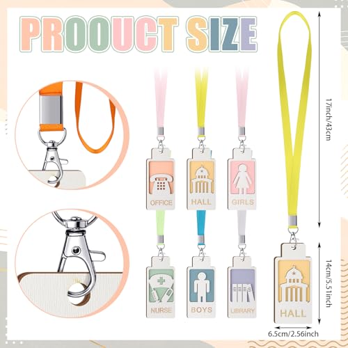 Sabary Light Color 6 Pack Classroom Hall Pass Lanyards with School Passes