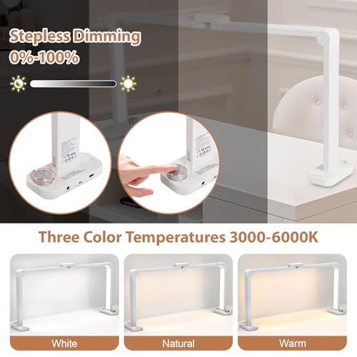 FAHKNS Large Half-Moon Light for Nail Desk, 34IN Foldable LED Lamp with Phone Holder, 3000-6000K Color Temperature Adjustment, 456 Light Beads, Nail Art, Tattooing, Reading, White