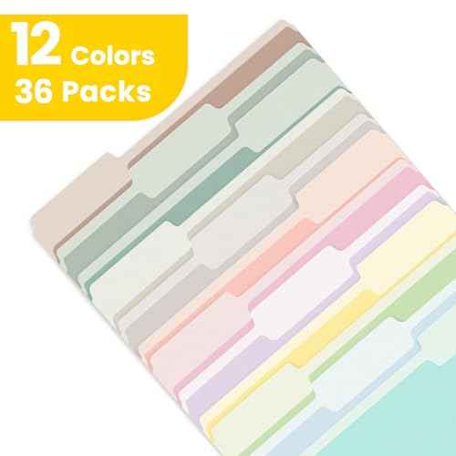 SUNEE File Folders, 36 Pack Manilla Folders 8.5 x 11, 12 Colors Folder Office Organization Home School Folders for Documents Files Paper