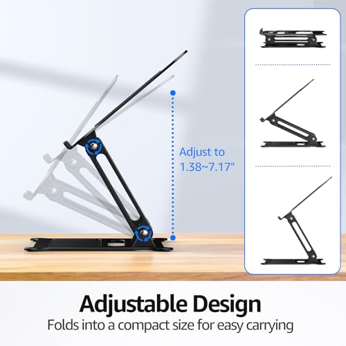 Urmust Adjustable Laptop Stand for Desk 10-15.6” MacBook & Windows (Black)