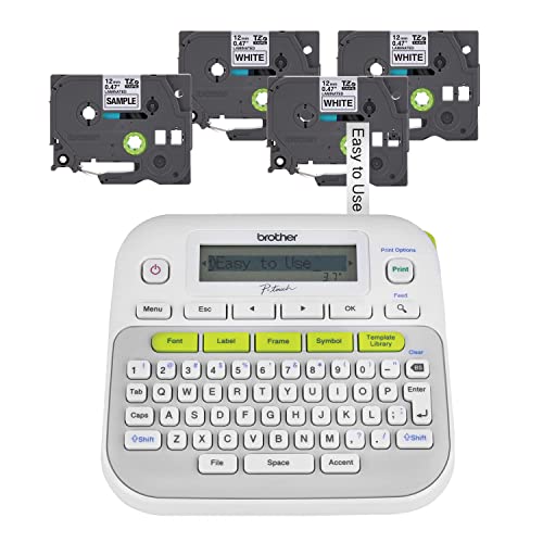 Brother P-Touch PTD210 Label Maker Bundle with 4 Tapes - Small, Portable, Easy-to-Use